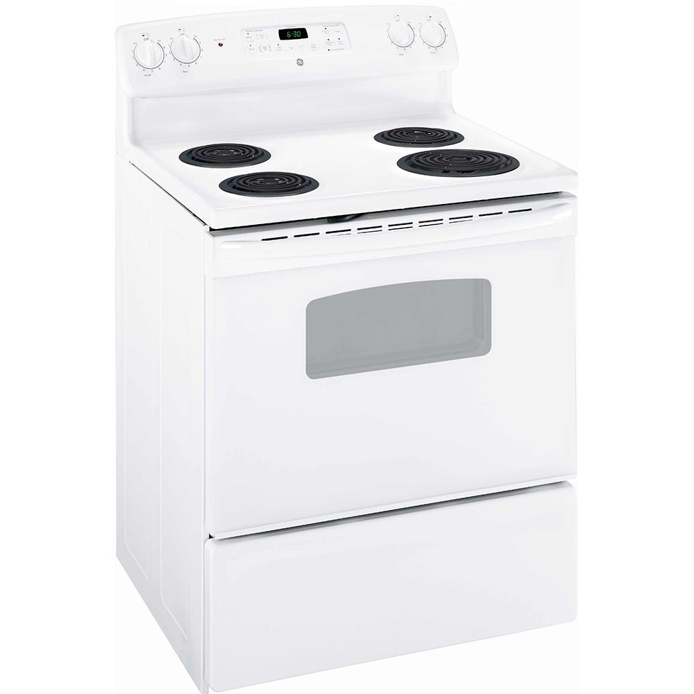 GE - 5 cu. ft Electric Range in White - JCBS250DMWW
